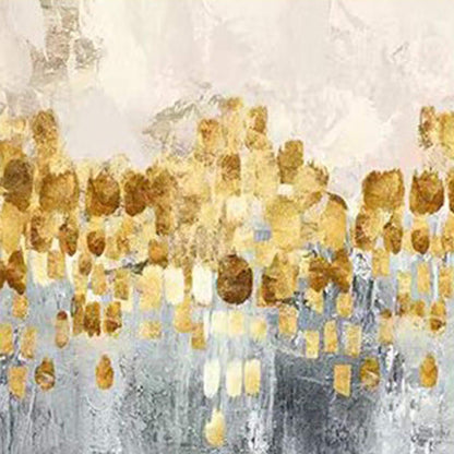 Large Gold Leaf – Panoramic Gold and Grey Botanical Leaf Wall Art | Minimalist Textured Painting, view 5