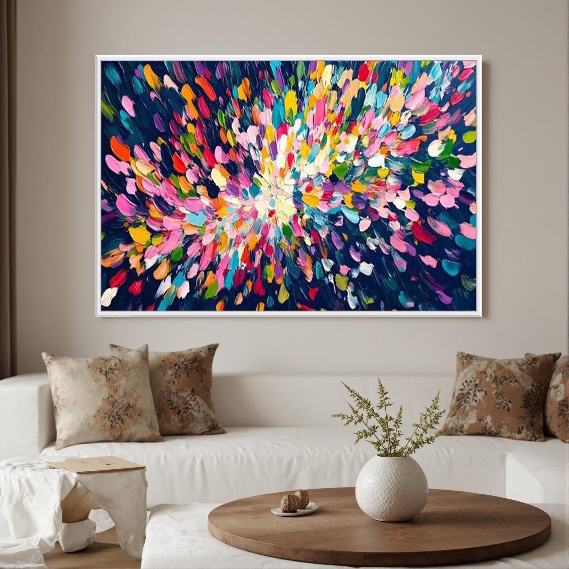 Textured Abstract Spiral Oil Painting, Vibrant Brushstroke Wall Art – Colorful Abstract Wall Art | Impasto Hand-Painted Oil P