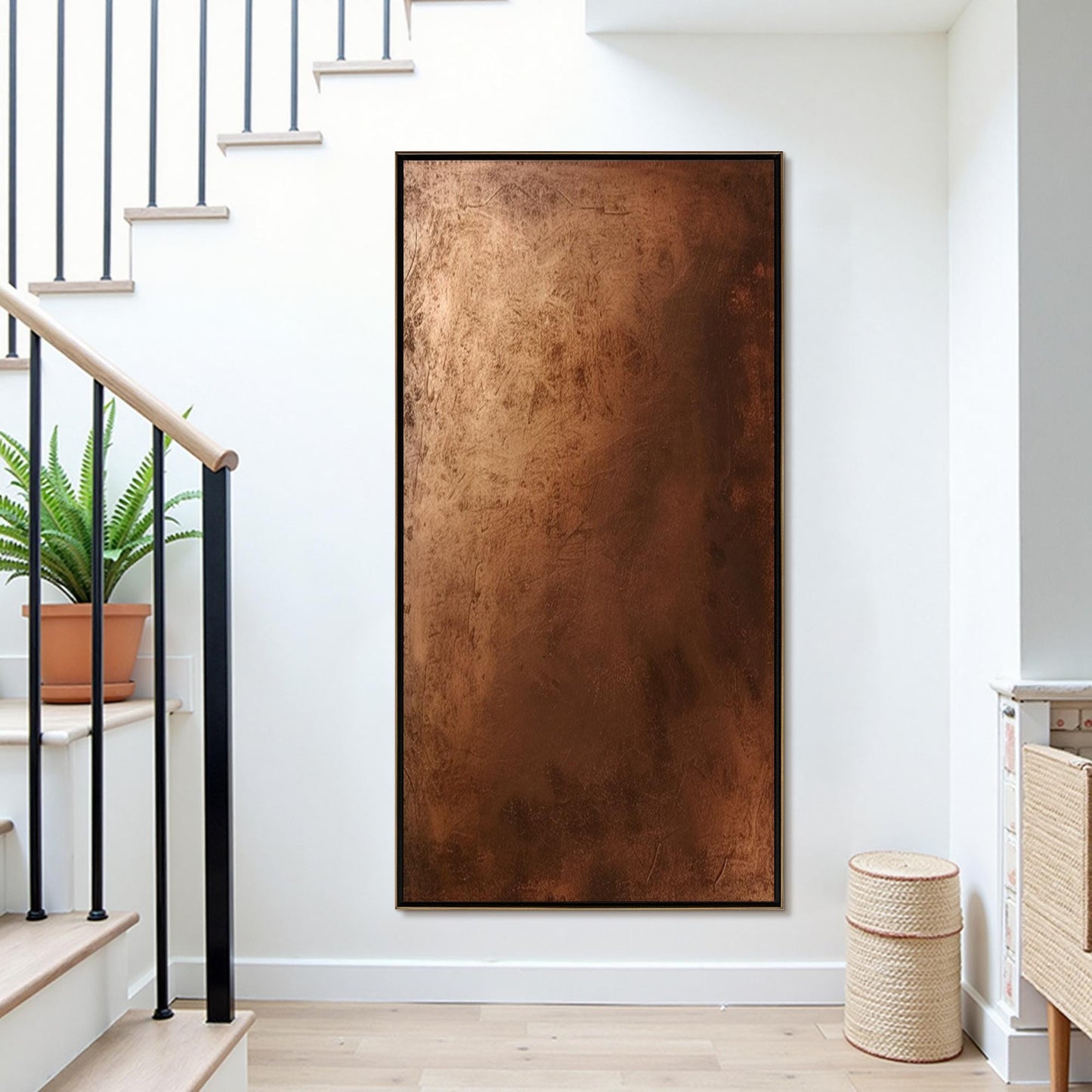 Textured Bronze Abstract Wabi-Sabi Wall Art – Palette Knife Painting