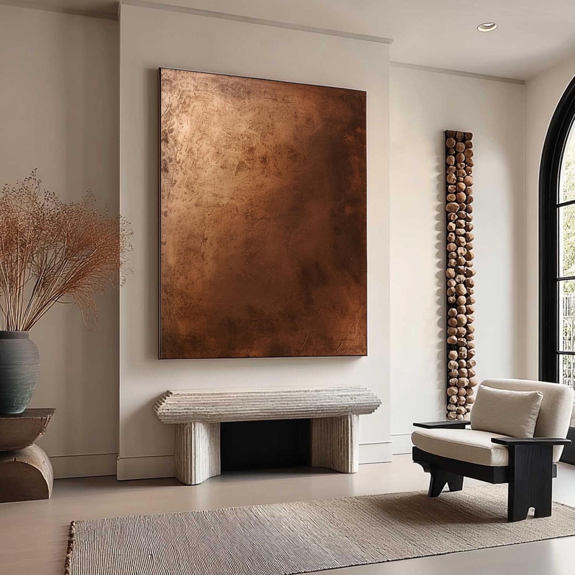 Textured Bronze Abstract Painting, Wabi Sabi Palette Knife Art, Modern Farmhouse Decor – Abstract Wabi-Sabi Wall Art | Palett