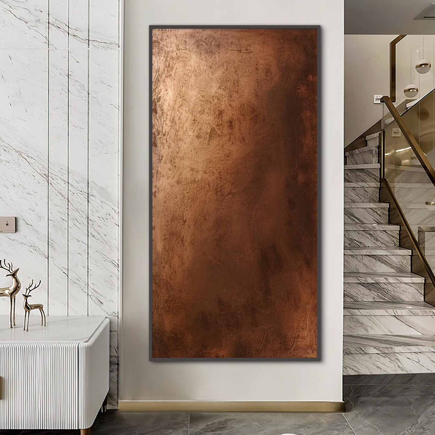 Textured Bronze Abstract Painting, Wabi Sabi Palette Knife Art, Modern Farmhouse Decor – Abstract Wabi-Sabi Wall Art | Palett