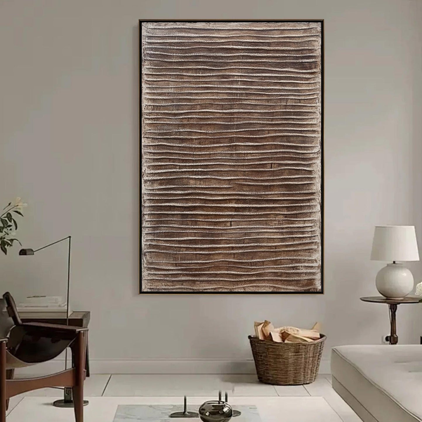 Brown Japandi Textured Abstract Wabi-Sabi Wall Art
