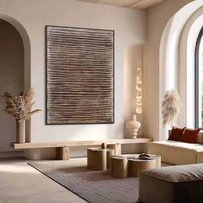 3D Textured Wall Art, Brown Wabi Sabi Painting, Neutral Japandi Decor, Earthy Abstract Canvas – Brown Abstract Wabi-Sabi Wall