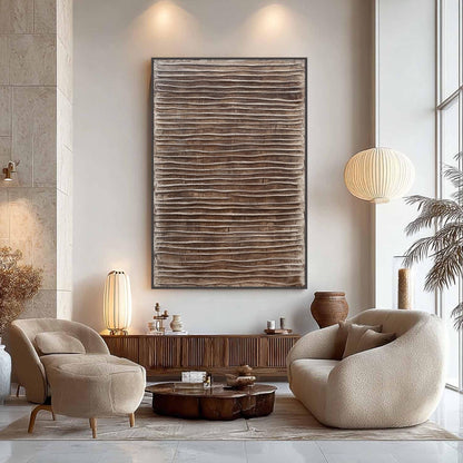 3D Textured Wall Art, Brown Wabi Sabi Painting, Neutral Japandi Decor, Earthy Abstract Canvas – Brown Abstract Wabi-Sabi Wall