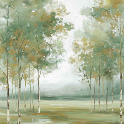 Original – Green and Gold Forest Tree Wall Art | Hand-Painted Oil Painting, view 5