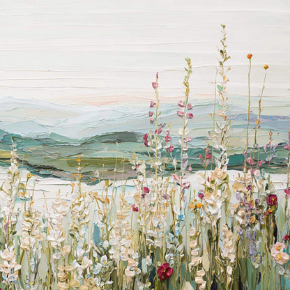 Green and Yellow Wildflower Meadow Landscape Wall Art