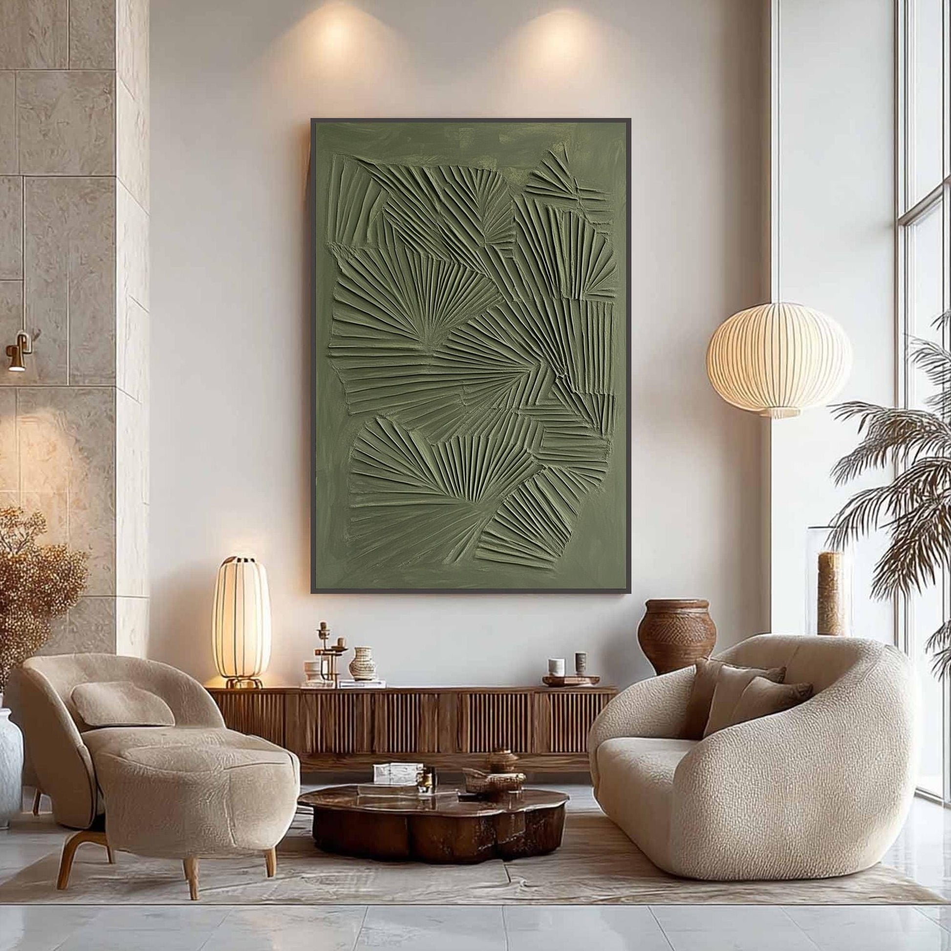 Sage Green – Sage and Green Abstract Minimalist Wall Art | Textured Painting, view 3