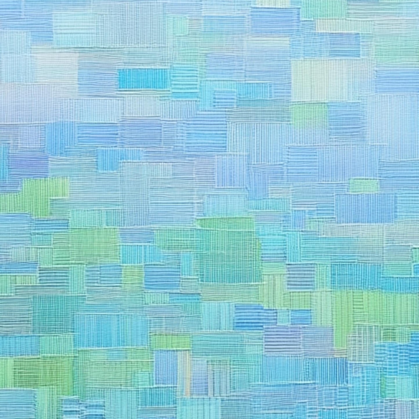 Blue and Green Abstract Textured City Architecture Wall Art