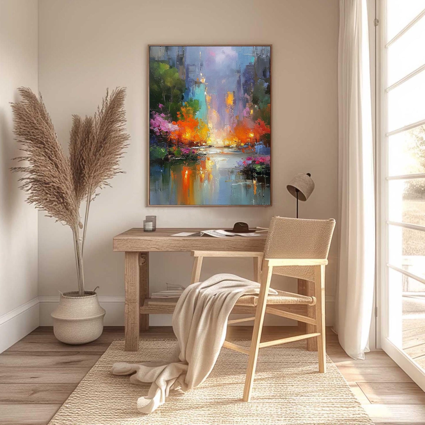 Colorful Abstract Impasto Urban Abstract City Architecture Wall Art