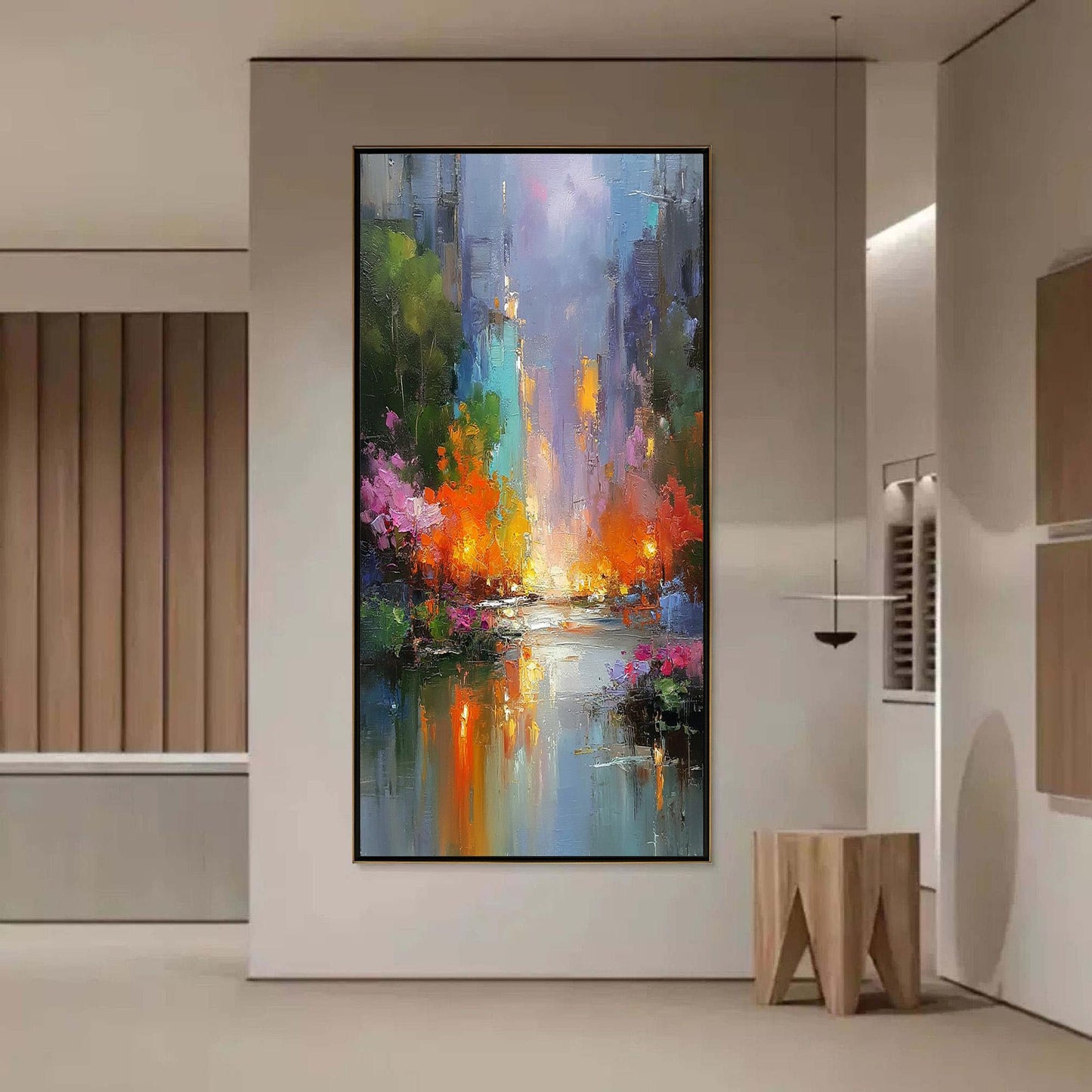 Colorful Abstract Impasto Urban Abstract City Architecture Wall Art