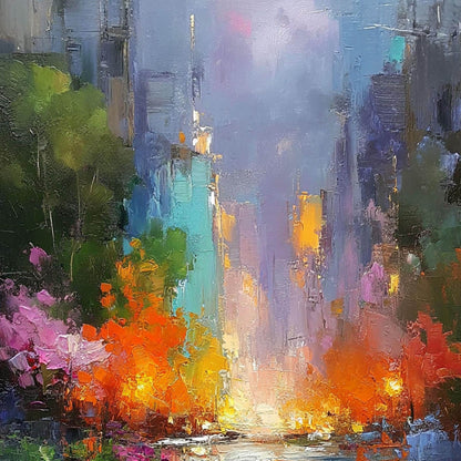 Colorful Abstract Impasto Urban Abstract City Architecture Wall Art