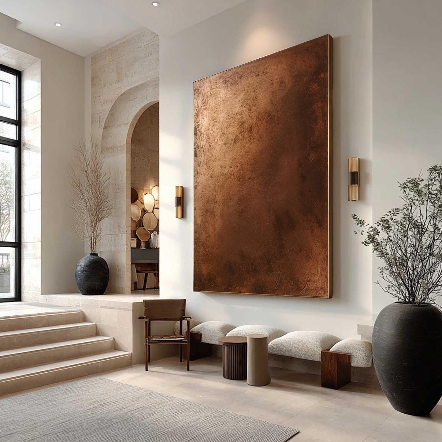 Textured Bronze Abstract Painting, Wabi Sabi Palette Knife Art, Modern Farmhouse Decor – Abstract Wabi-Sabi Wall Art | Palett