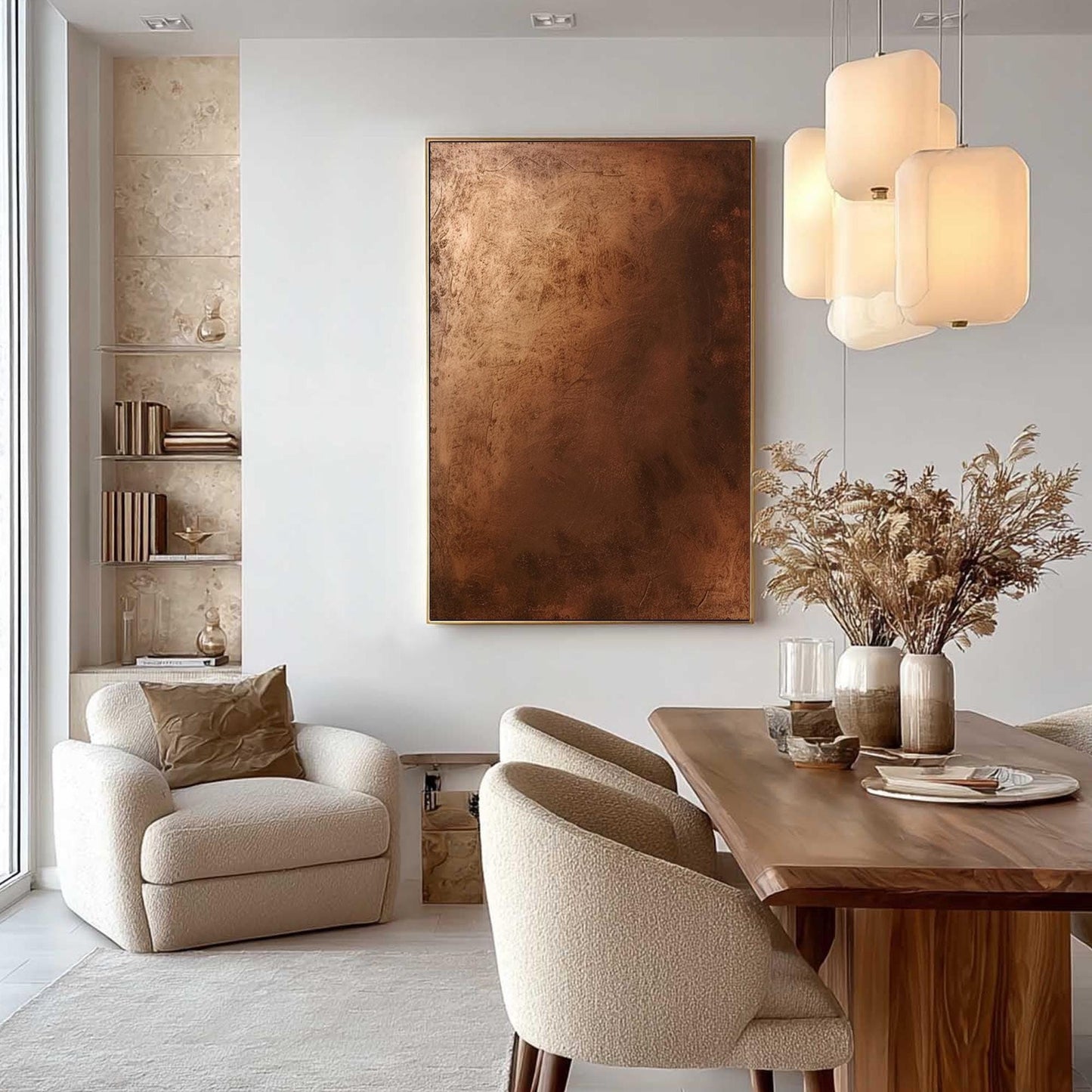 Textured Bronze Abstract Wabi-Sabi Wall Art – Palette Knife Painting