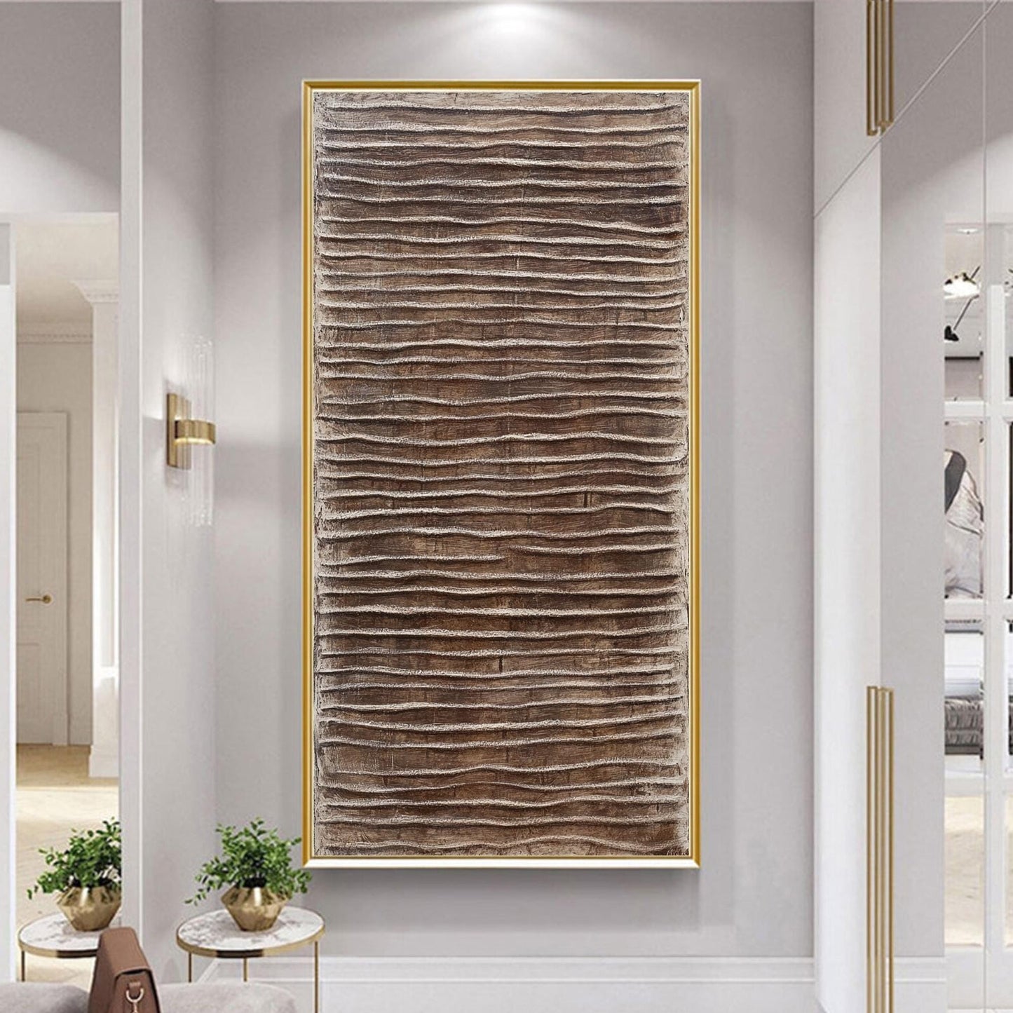 3D Textured Wall Art, Brown Wabi Sabi Painting, Neutral Japandi Decor, Earthy Abstract Canvas – Brown Abstract Wabi-Sabi Wall