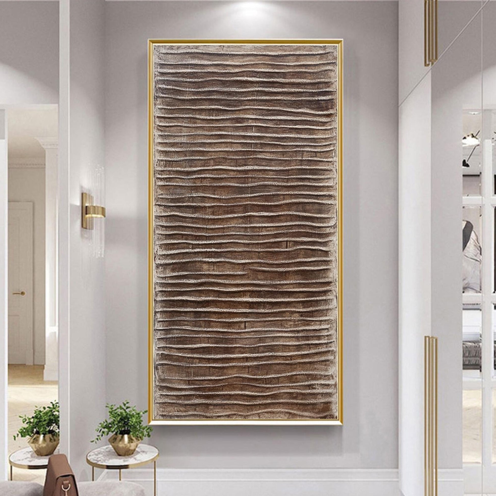 3D Textured Wall Art, Brown Wabi Sabi Painting, Neutral Japandi Decor, Earthy Abstract Canvas – Brown Abstract Wabi-Sabi Wall