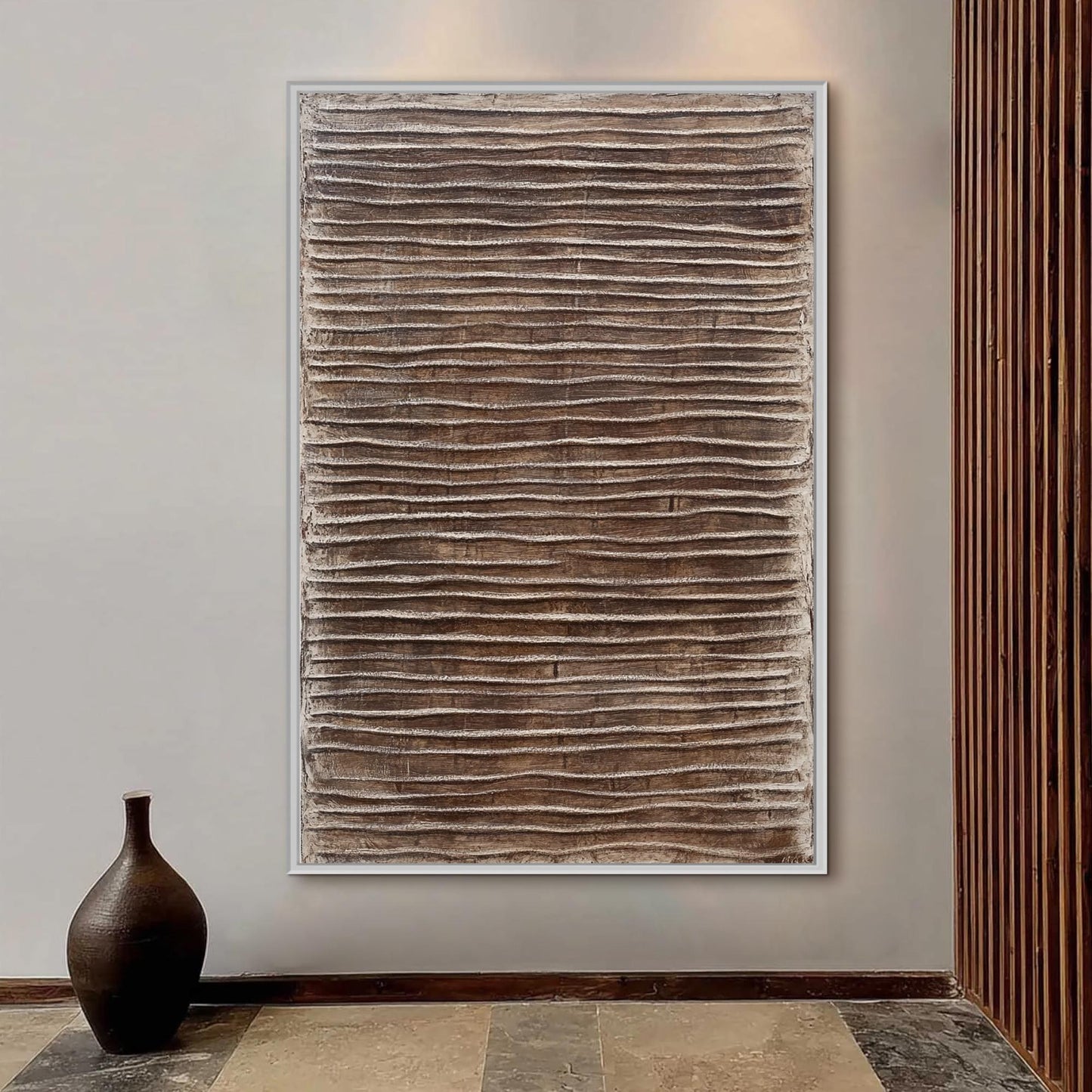 Brown Japandi Textured Abstract Wabi-Sabi Wall Art