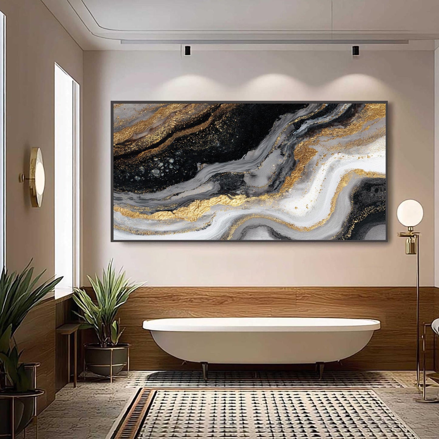 Gold and Grey Textured Fluid Abstract Wall Art
