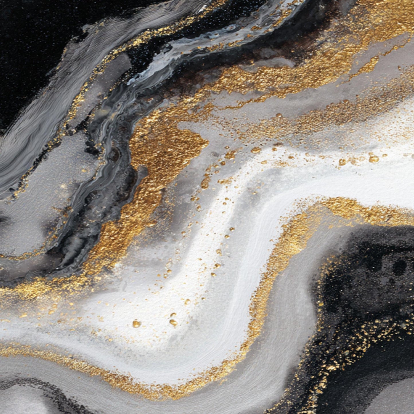 Gold and Grey Textured Fluid Abstract Wall Art
