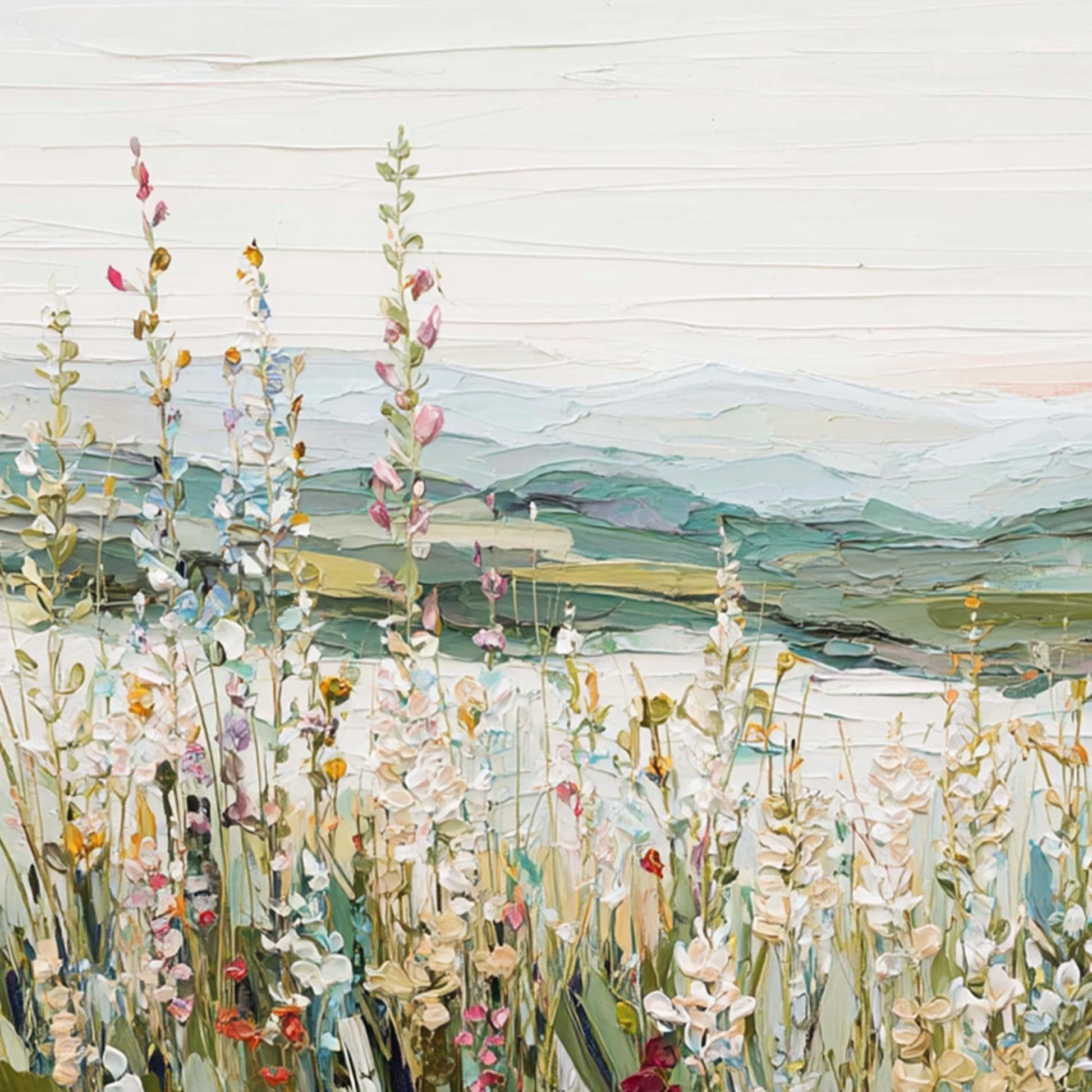 Original Wildflower Meadow – Green and Yellow Meadow Landscape Wall Art | Hand-Painted Painting, view 5