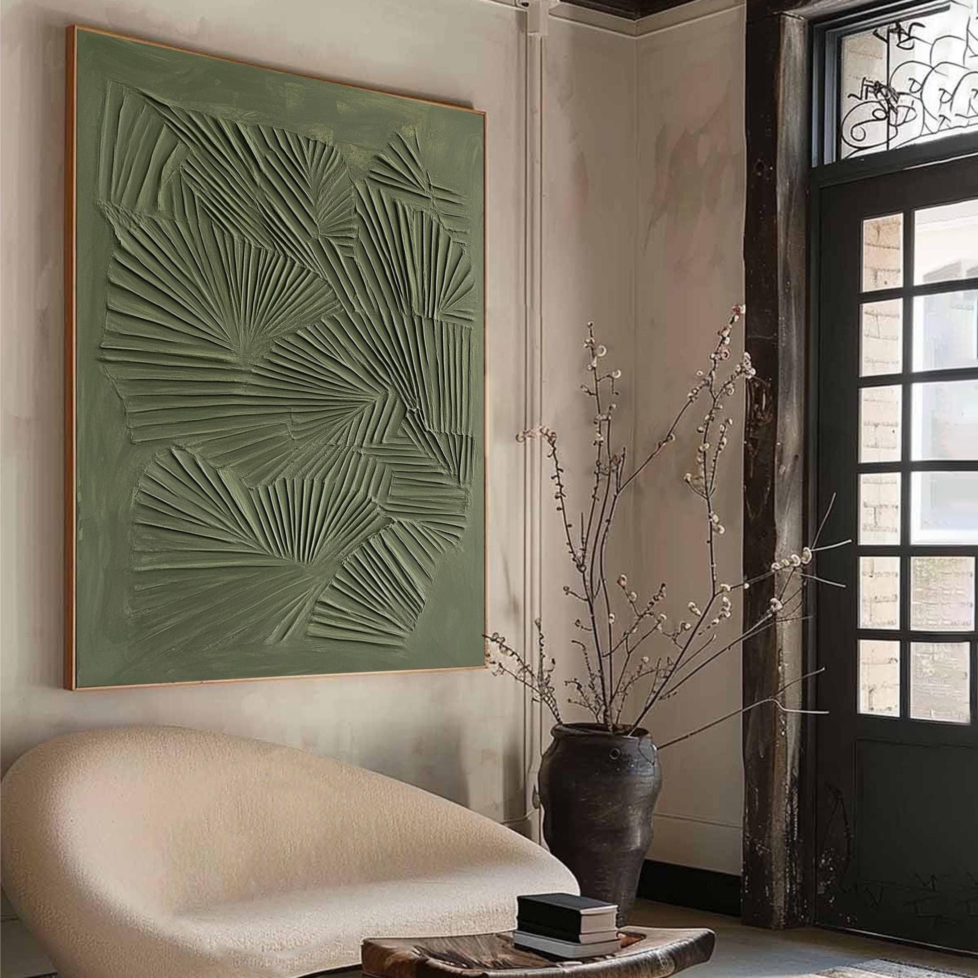 Sage Green – Sage and Green Abstract Minimalist Wall Art | Textured Painting, view 2