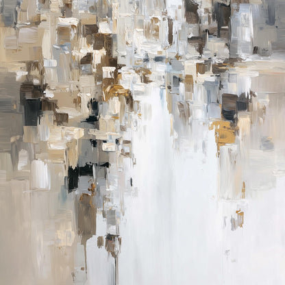 City Architecture Wall Art – Grey and Beige Minimalist Impasto