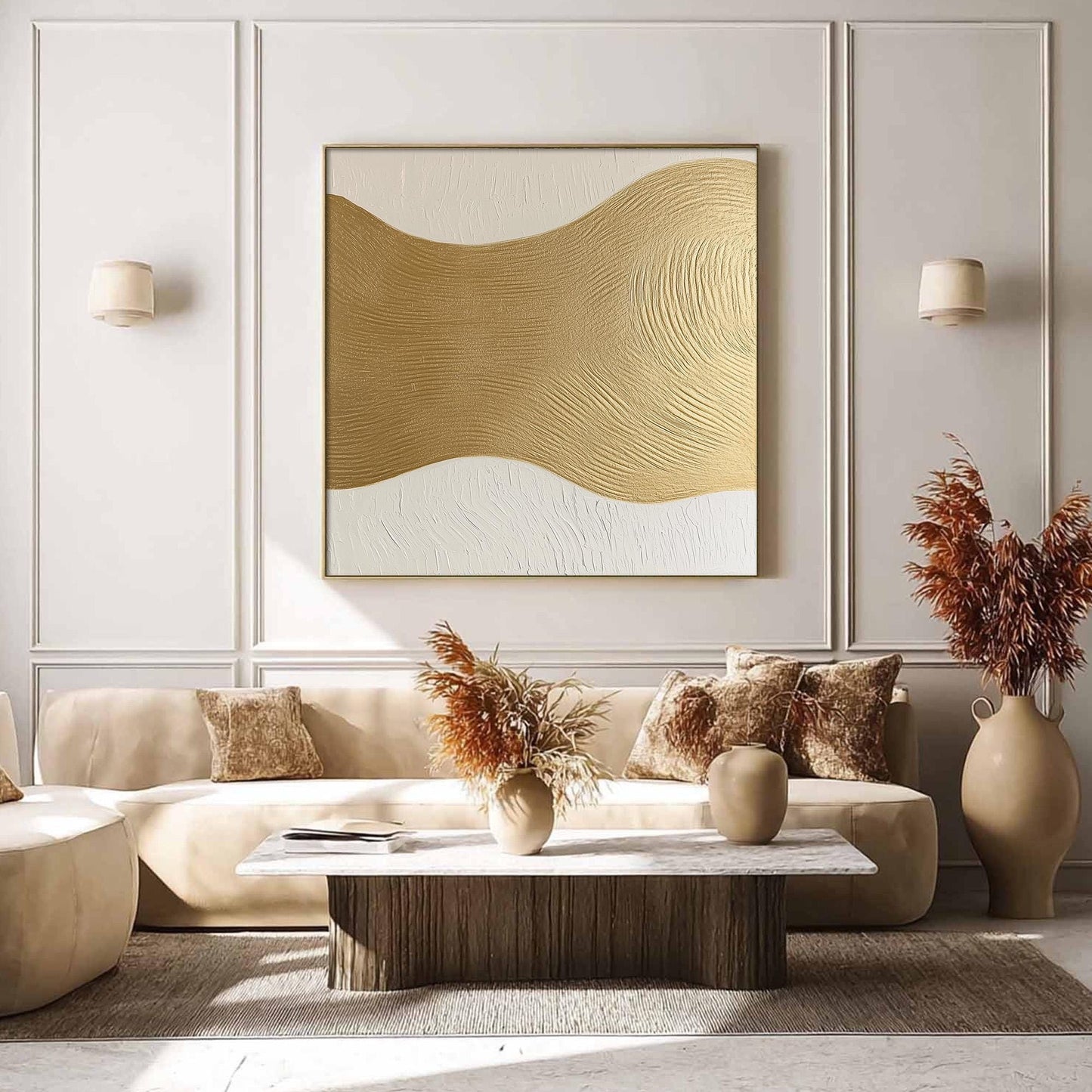 Gold Textured Abstract Minimalist Wall Art
