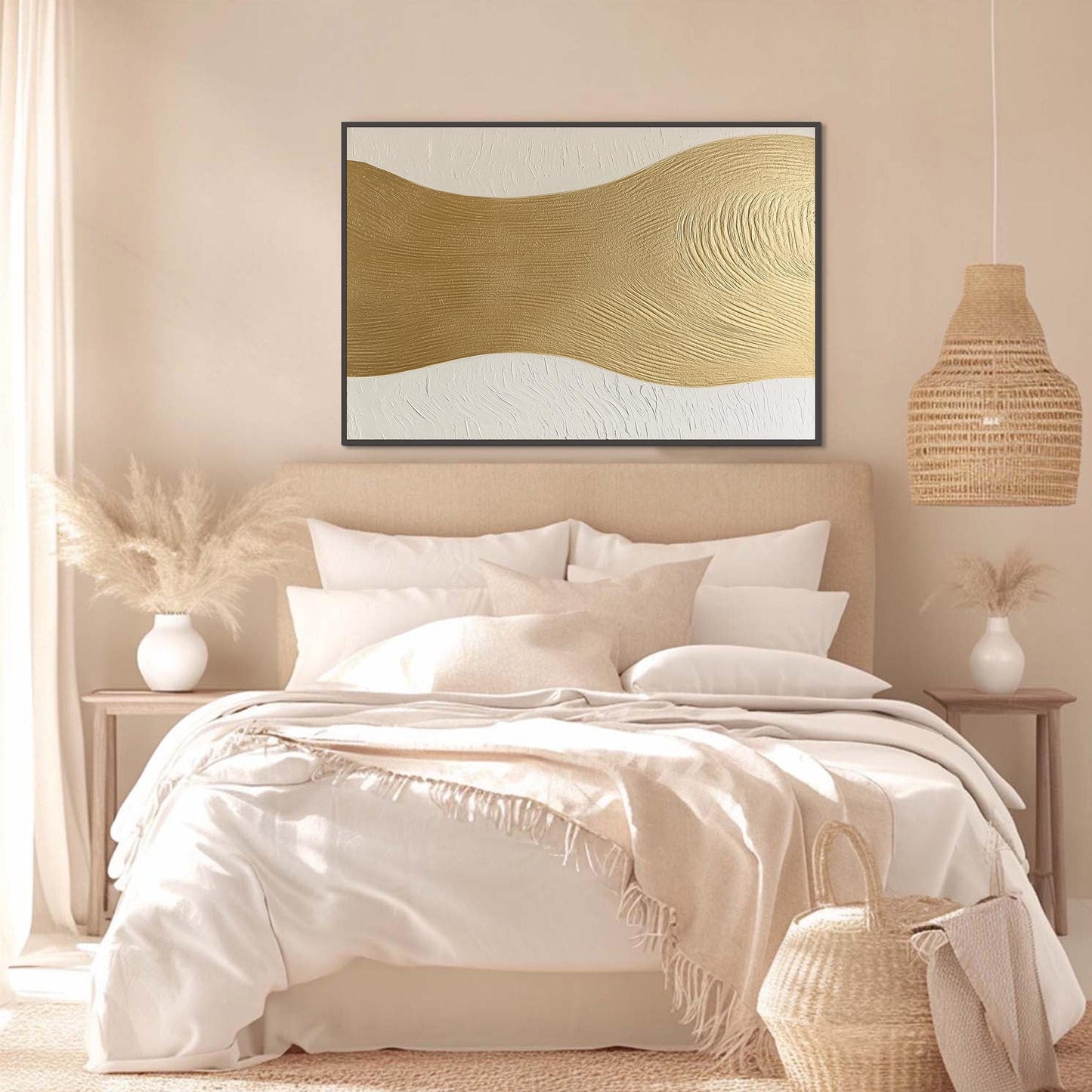 Gold Textured Abstract Minimalist Wall Art