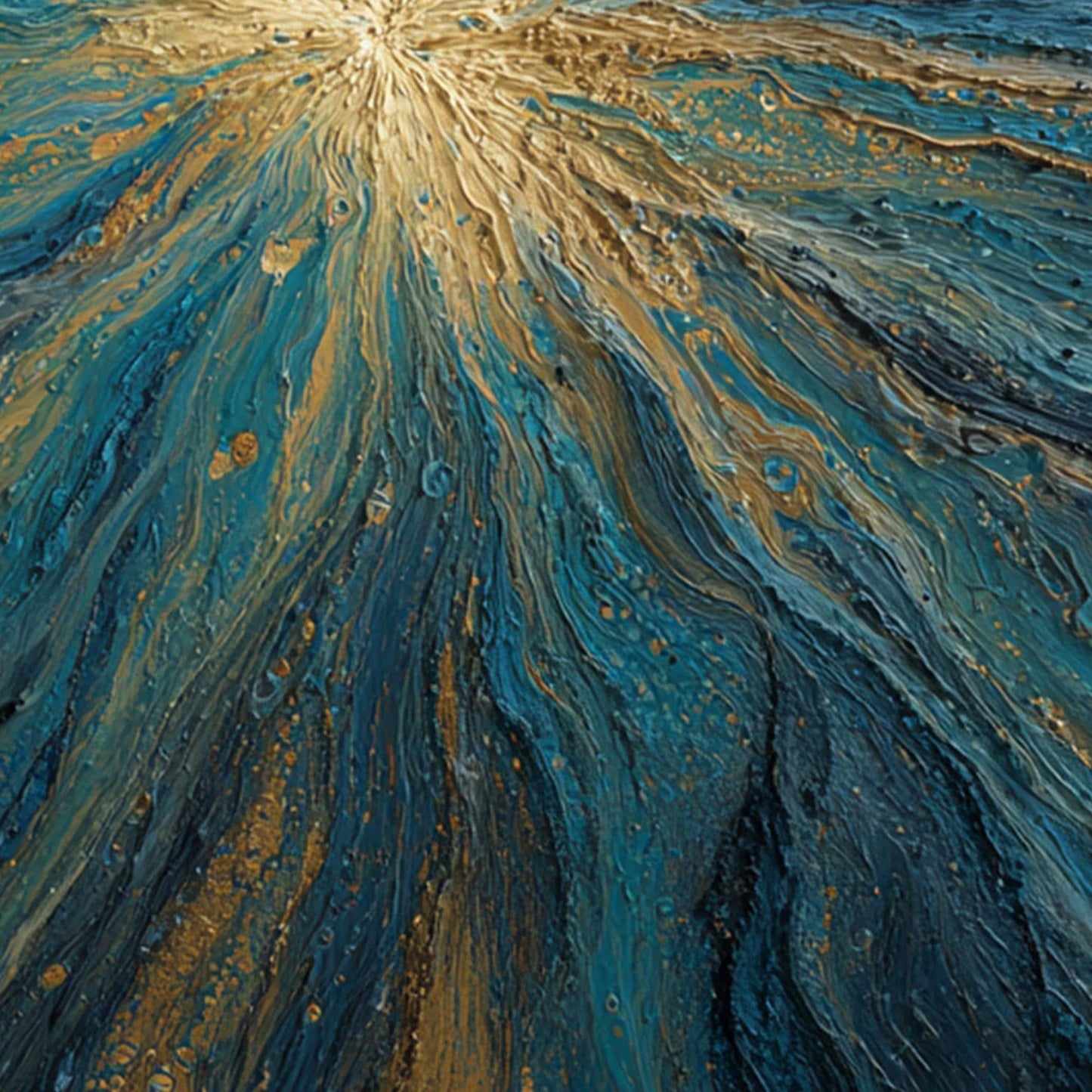 Blue and Gold Textured Abstract Wall Art