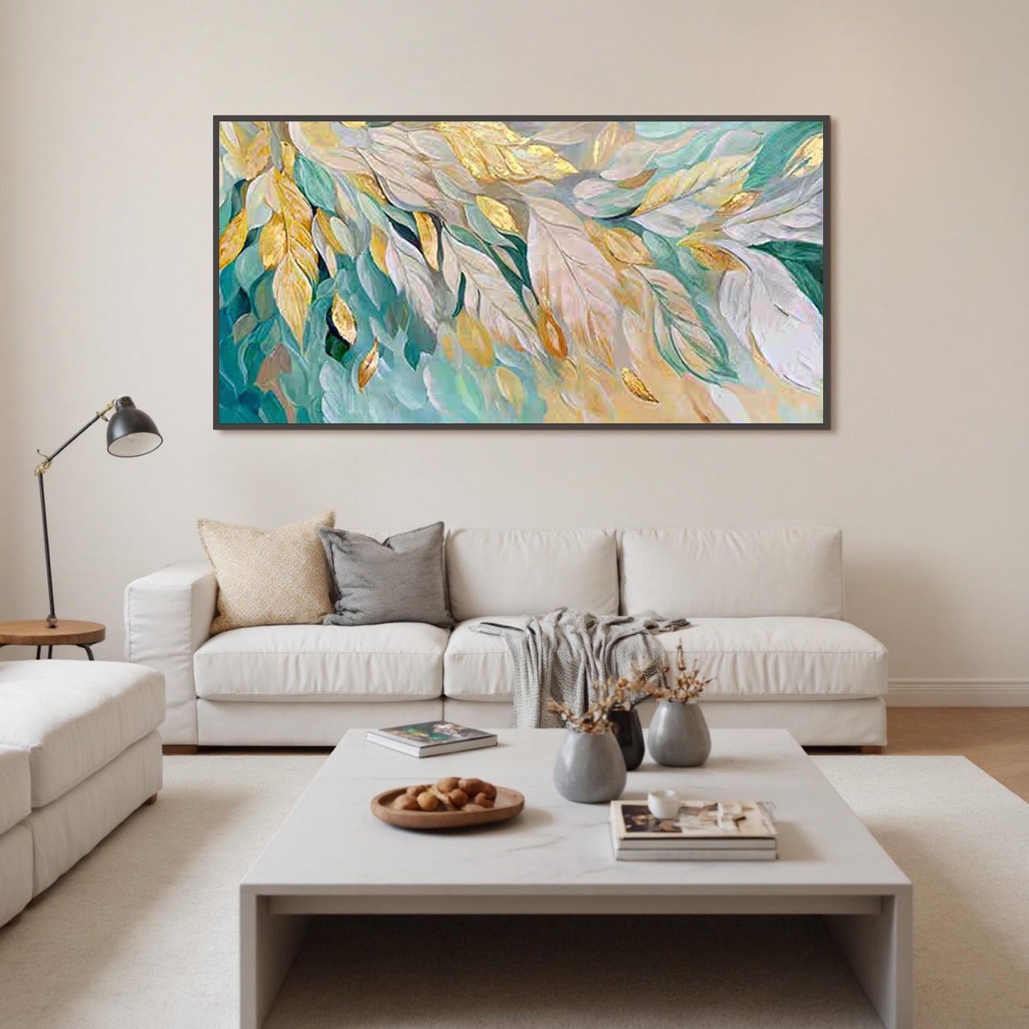 Teal and Gold Abstract Impasto Bird Animal Wall Art