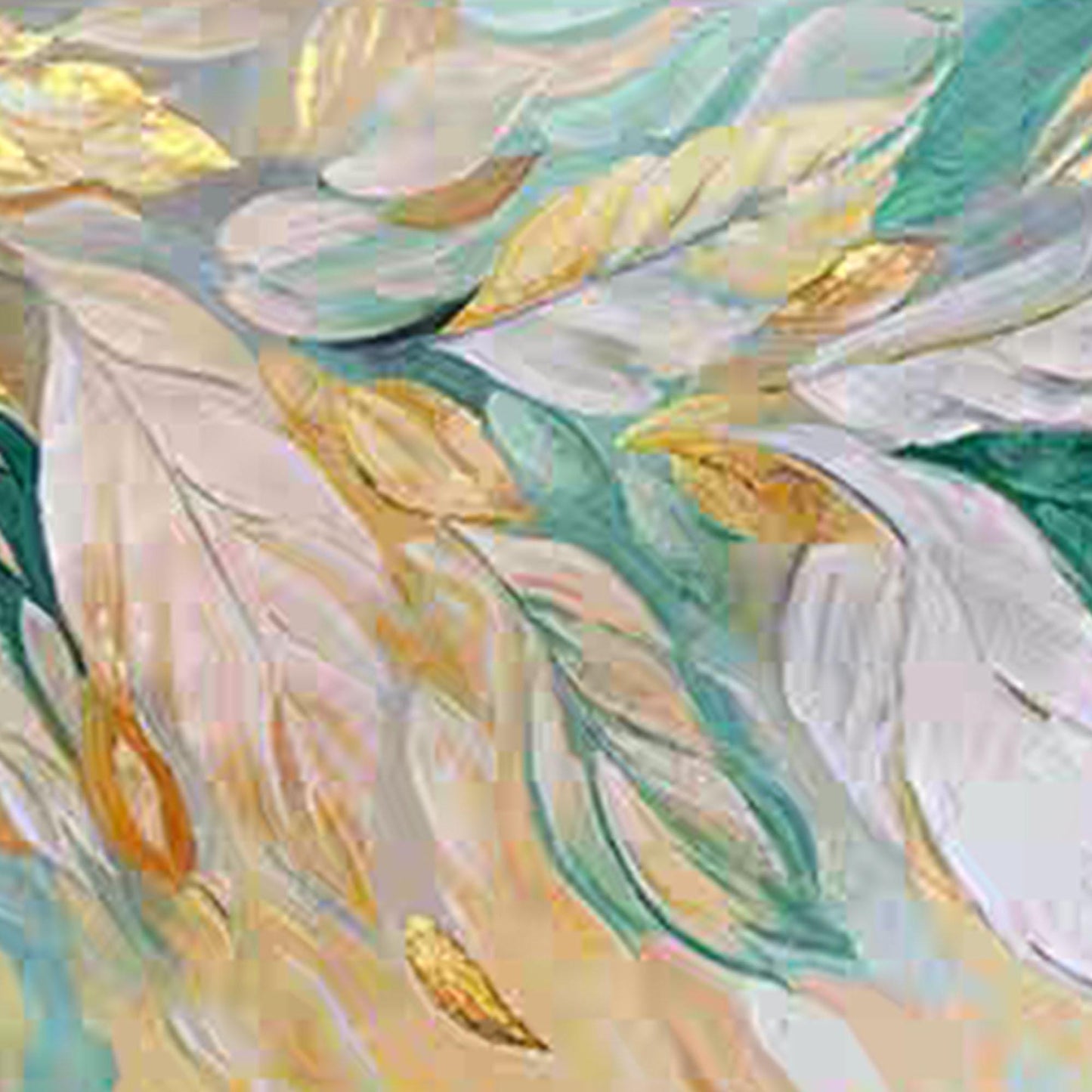 Teal and Gold Abstract Impasto Bird Animal Wall Art