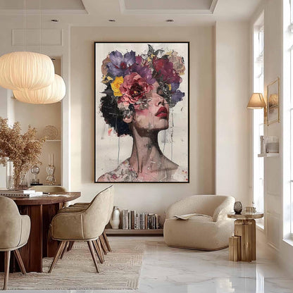 Abstract Textured Female Figure Portrait Wall Art