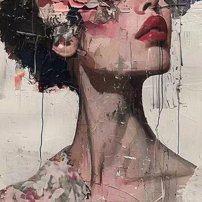 Abstract Textured Female Figure Portrait Wall Art