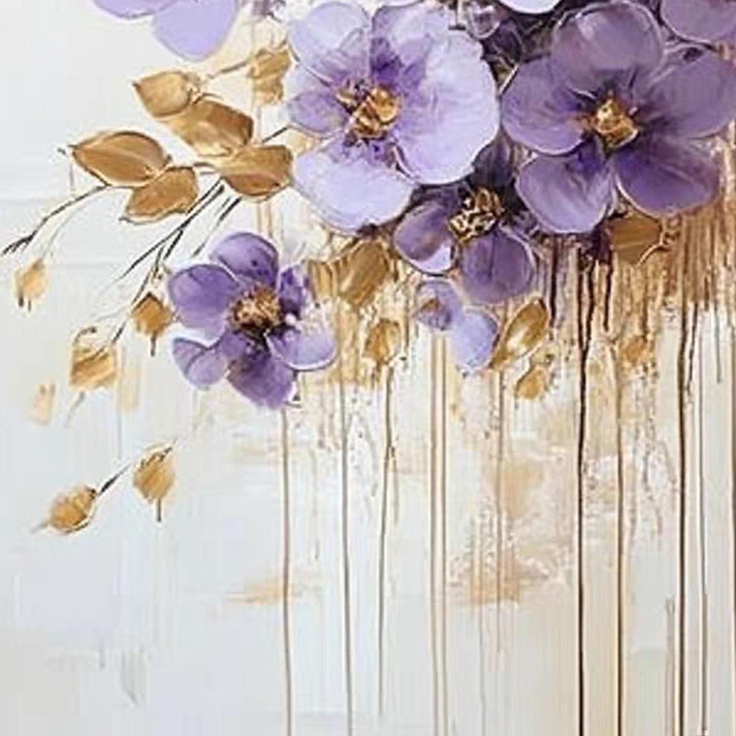 Gold and Purple Abstract Impasto Floral Wall Art – Purple Gold
