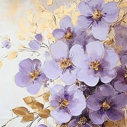 Purple Gold – Gold and Purple Floral Wall Art | Abstract Impasto Painting, view 5