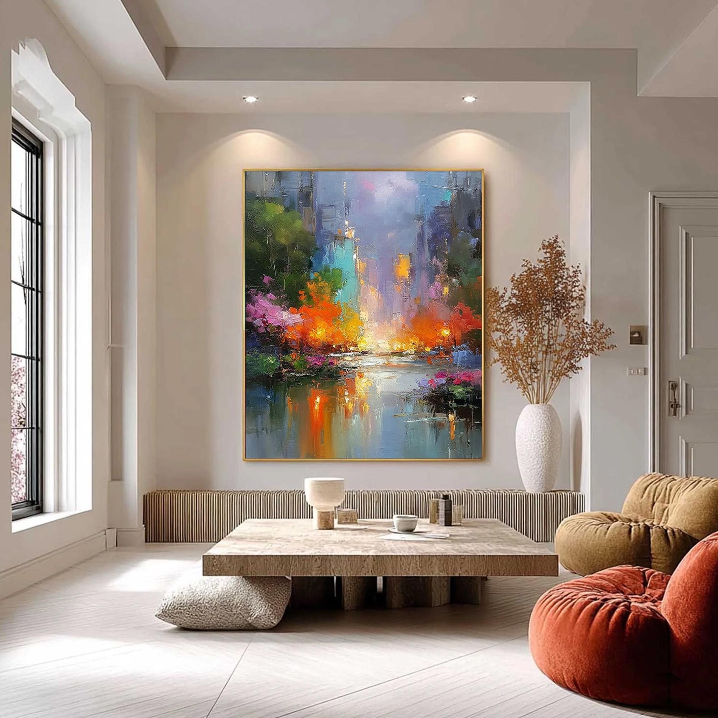 Colorful Abstract Impasto Urban Abstract City Architecture Wall Art