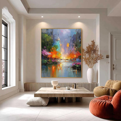 Colorful Abstract Impasto Urban Abstract City Architecture Wall Art