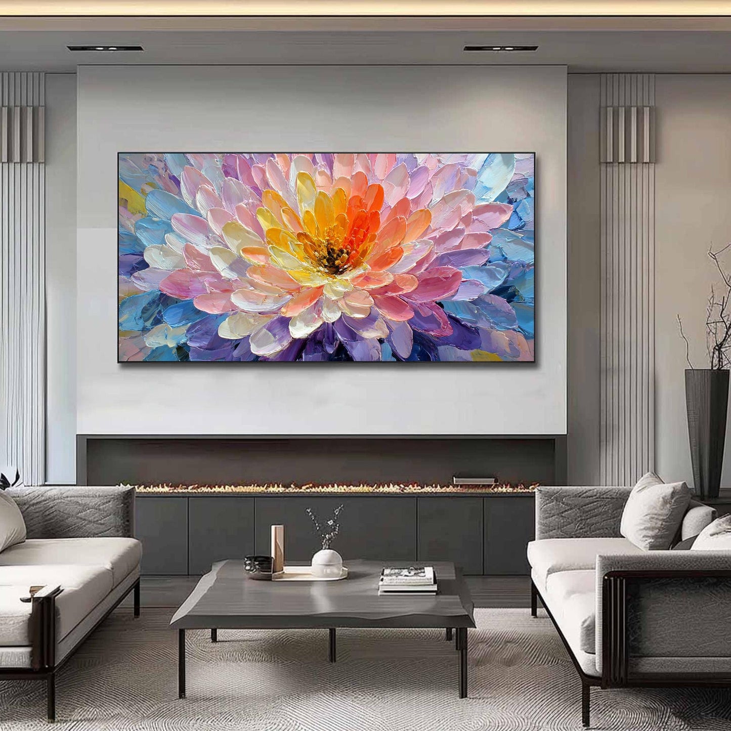 Colorful Boho Impasto Floral Wall Art