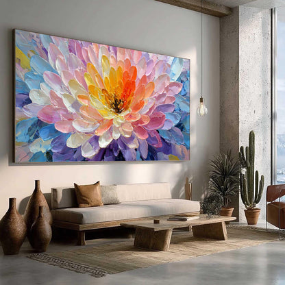 Large – Colorful Floral Wall Art | Boho Impasto Painting, view 2