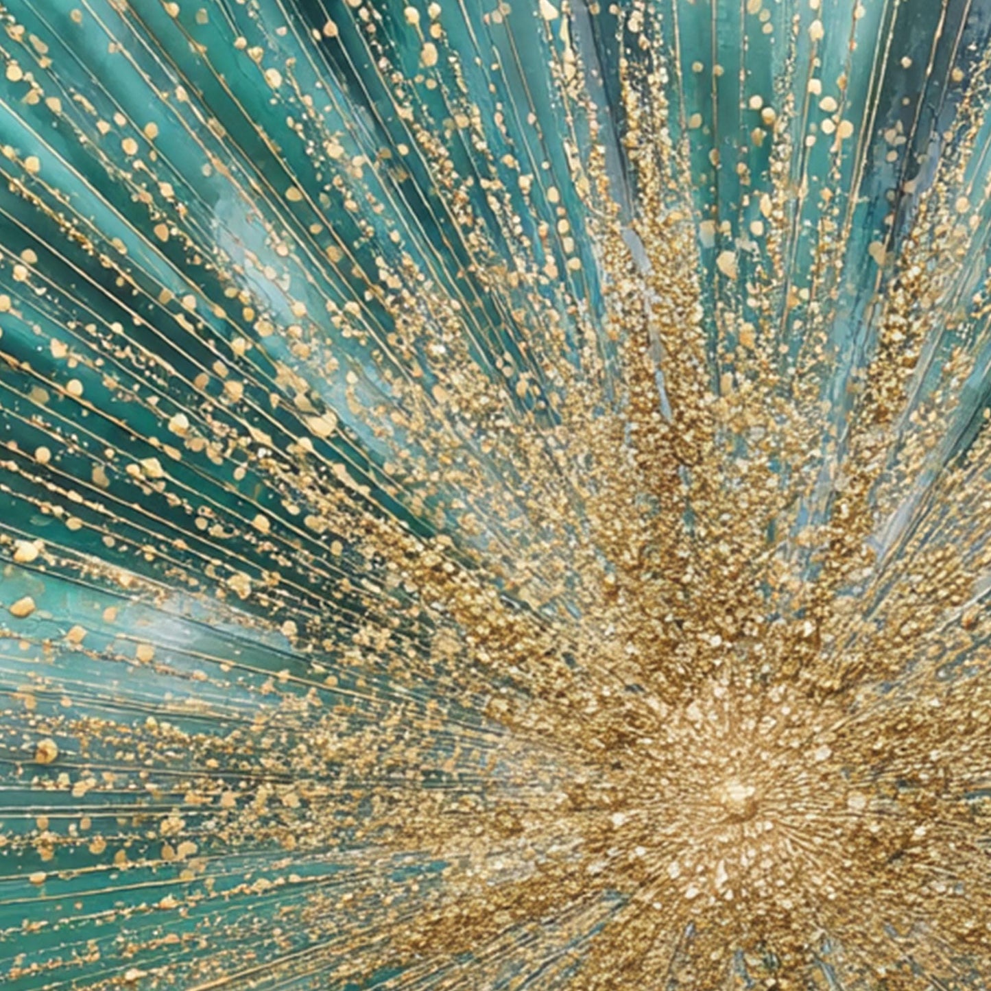 Teal and Gold Abstract Wall Art – Textured Starburst