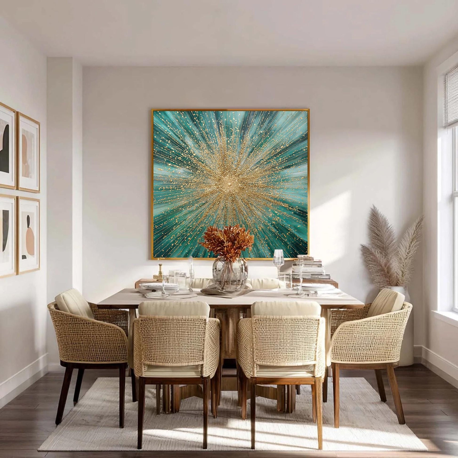 Teal Gold – Emerald and Teal Abstract Wall Art | Textured Hand-Painted Painting, view 1