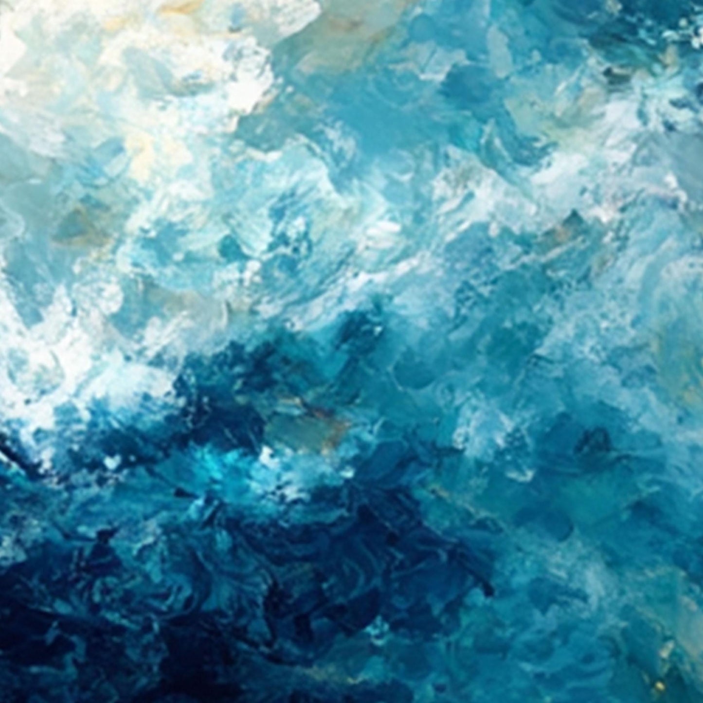 Textured Abstract Ocean Oil Painting, Modern Coastal Canvas Art – Navy and Gold Ocean Wall Art | Abstract Palette Knife Hand-