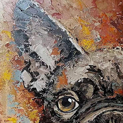 Colorful French Bulldog Painting, Textured Dog Art on Canvas, Impasto Pet Portrait, Modern Animal Wall Art,Palette Knife Art,