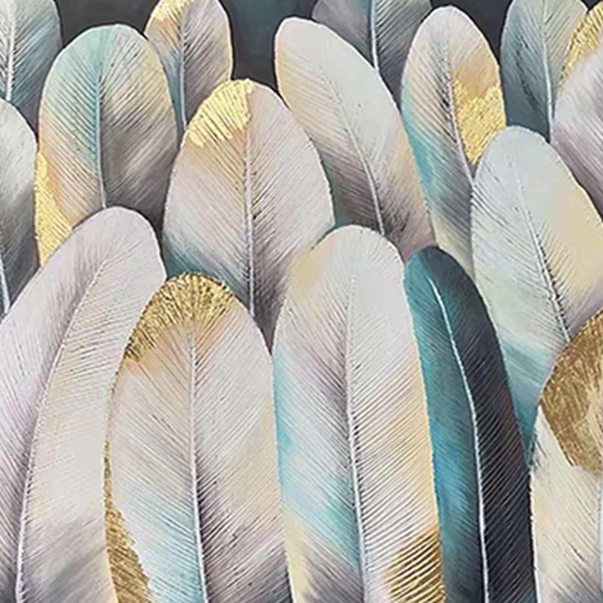 Large – Panoramic Blue and Gold Bird Animal Wall Art | Abstract Textured Hand-Painted Painting, view 5