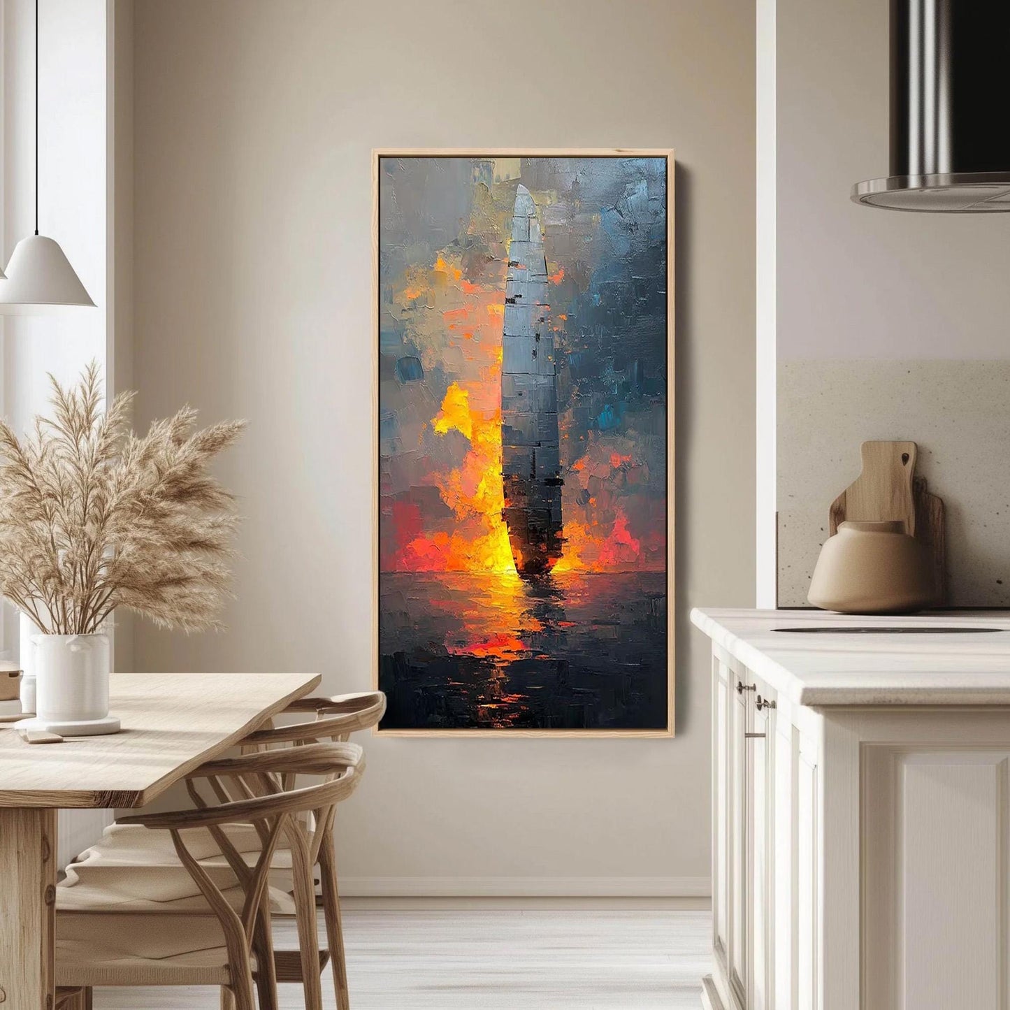 Industrial Impasto Ship Abstract Wall Art