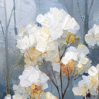 Hand-Painted Winter – White Landscape Wall Art | Textured Hand-Painted Oil Painting, view 5