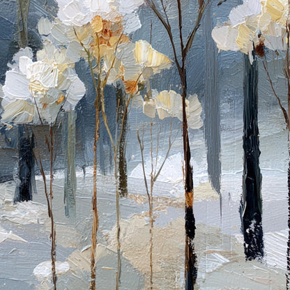 White Textured Landscape Wall Art – Hand-Painted Winter