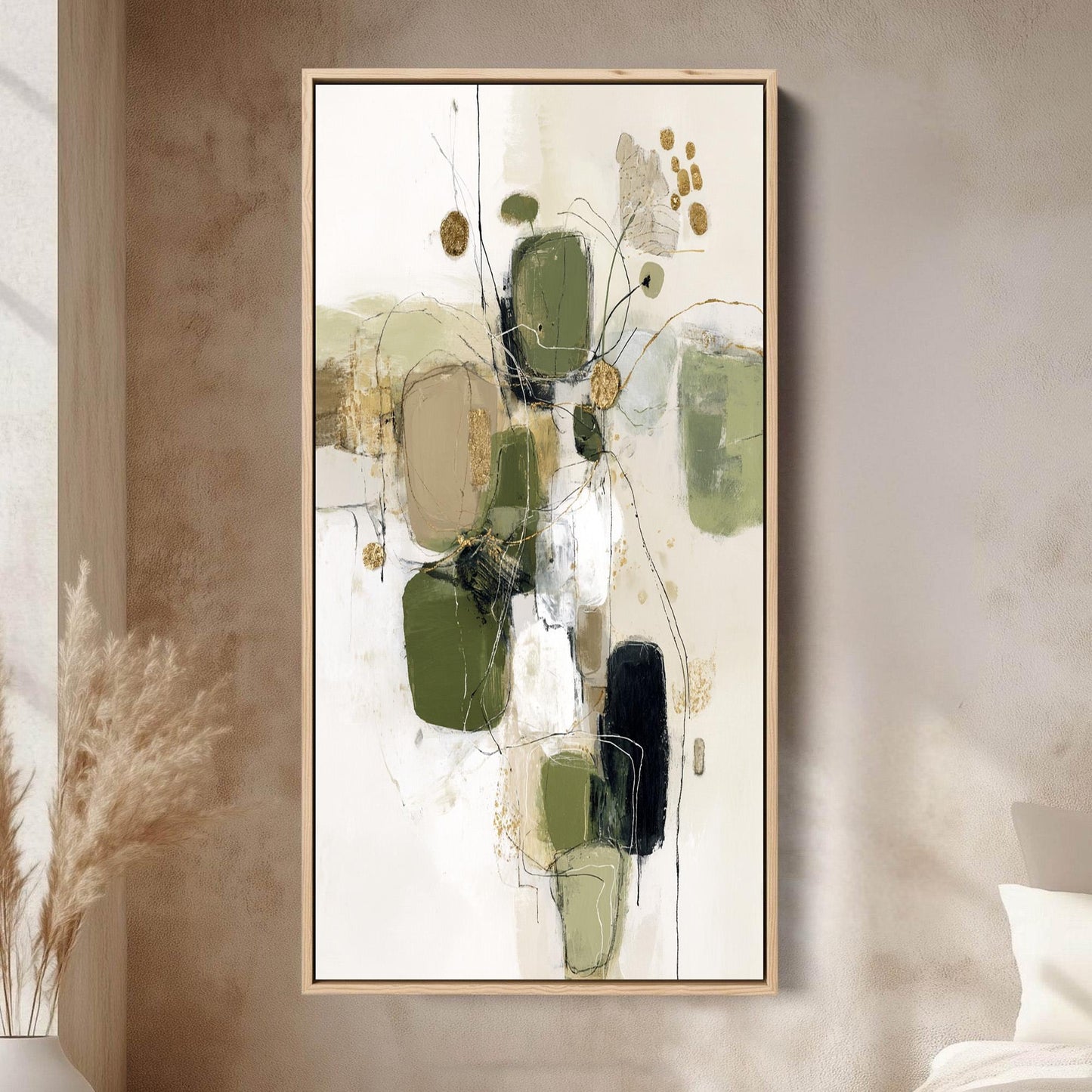 Green and Gold – Sage and Green Abstract Minimalist Wall Art | Textured Painting, view 4