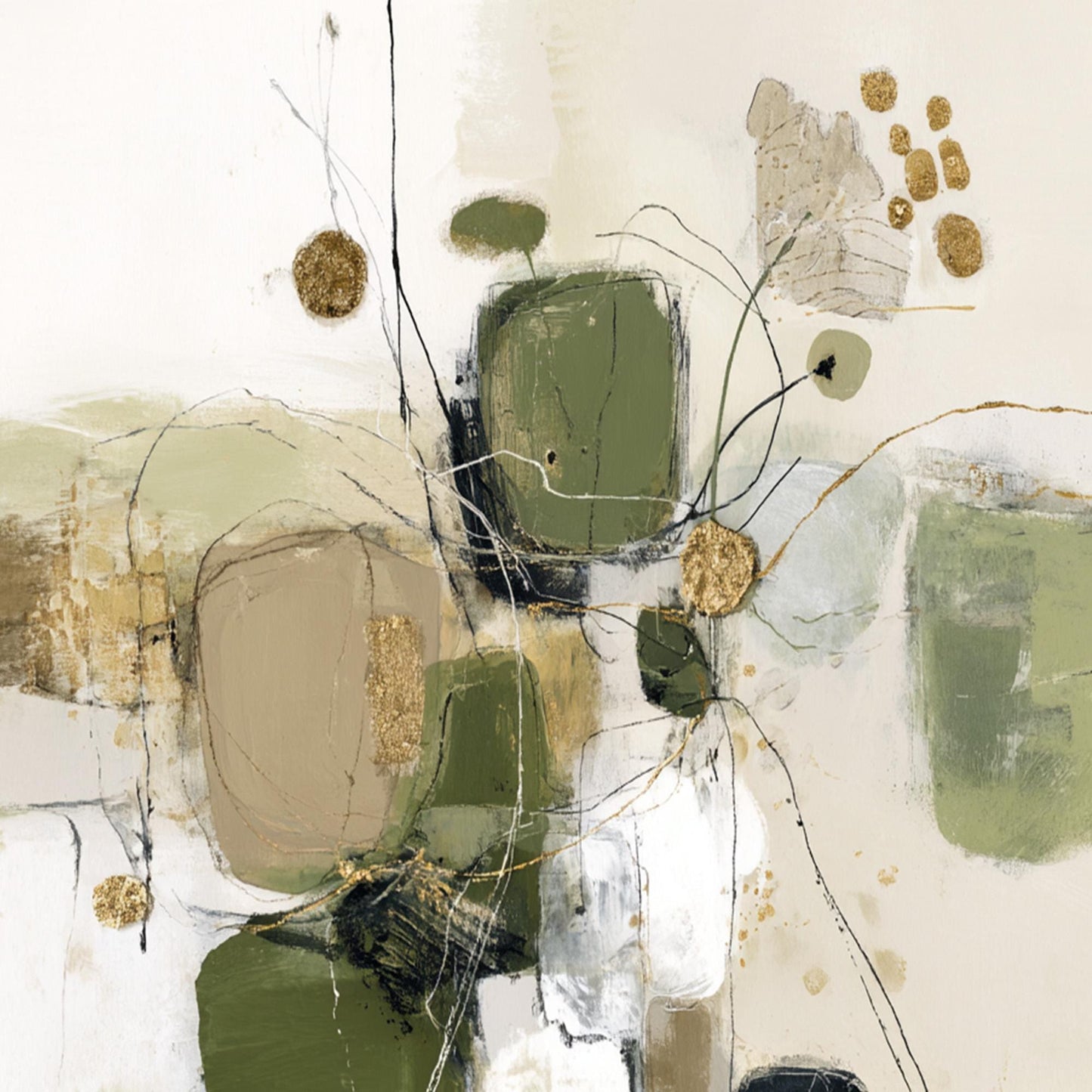Green and Gold – Sage and Green Abstract Minimalist Wall Art | Textured Painting, view 5