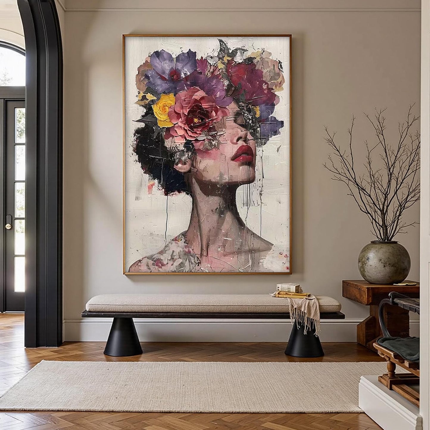 Abstract Textured Female Figure Portrait Wall Art