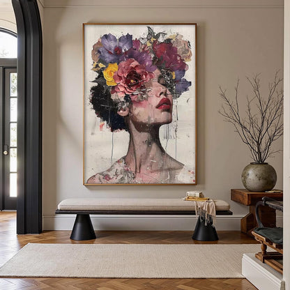 Abstract Textured Female Figure Portrait Wall Art